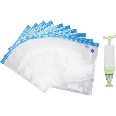 10 Sacs Sous Vide Alimentaires Inodores, Économiseurs d'Espace, avec Pompe, 34x30cm, pour Maison et Supermarché (1/5)