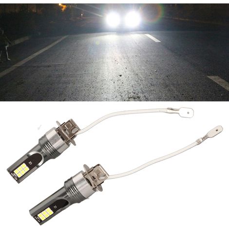 Paire de 12 LED H3 pour phare de voiture, lumière blanche 6500K‑7500K, 12V‑24V