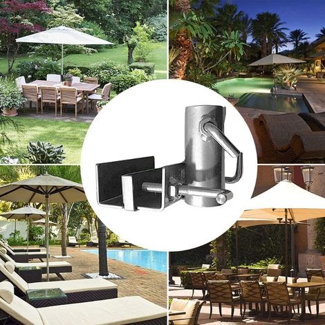 Support de parasol pour balustrade de balcon,Clip De Fixation Pour Parasol De Jardin Support De Parasol De Balcon Peu Encombrant Upport De Parasol Pour Balcon, clip de fixation pour parapluies (1/5)