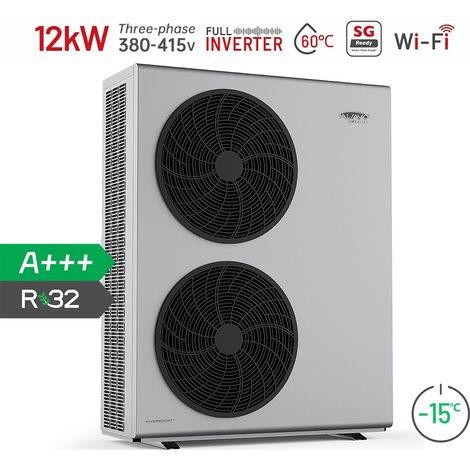 Alsavo Zealux R32 Pompe à chaleur air Triphasée 380-415V/50Hz/3PH grise à double ventilation - 12 kw 3T - Très Haute Performance (COP) - Silencieuse (1/5)