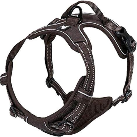 Réfléchissant Harnais De Chien Réglable Décourager Tirer Pet Gilet Durable en Nylon De Voiture TLH5651 (Marron, L) (1/5)