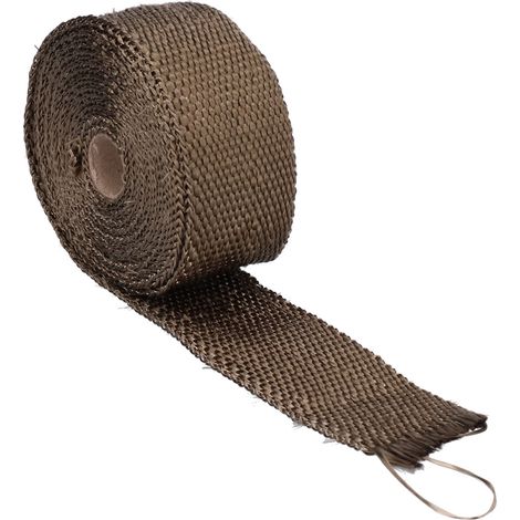 Ruban thermique en fibre de verre 5m pour échappement auto et moto, avec attaches acier - Marron