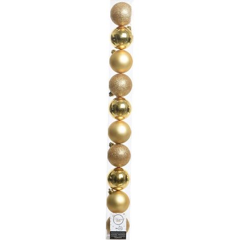 Tube de 10 boules pour arbre de Noël or