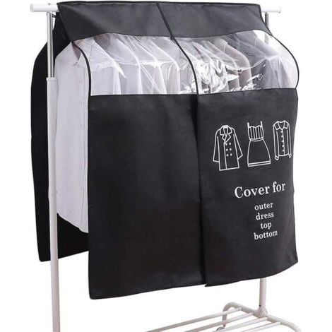 Housse Protège Housses de Vêtements 90 × 110cm Noir Housse de Anti-Poussière Protection Portant Universelle Garment Covers