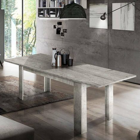Table extensible Natan, Console extensible jusqu'à 12 places, Console extensible 160/210x90h75 cm, Ciment (1/5)