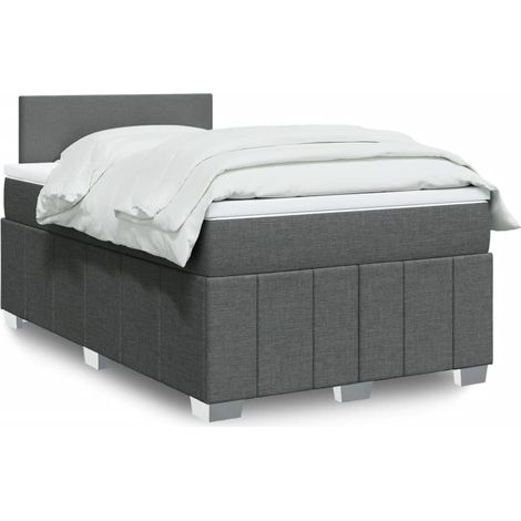 Boxspringbett mit Matratze Dunkelgrau 120x200 cm Stoff