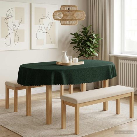 vidaXL Table Cloth Oval Dark Green 130 x 220 cm (1/5)
