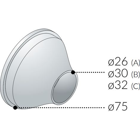 Rosone per sifone ottone cromato bombato ø75 int ø30 omp tea 115.324.5
