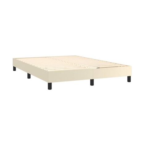 Sommier de style Snowco (avec matelas et lampe LED), couleur crème, 140 × 200 cm, éclairage led d’ambiance, pour chambre, décor moderne, facile à assembler (1/5)