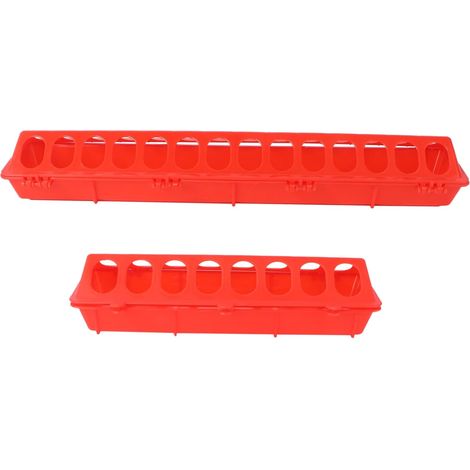 2-Piece Pigeon Food Dispenser, Long Feeder, Red Food Bowl and Bird Accessory, Practical and Easy to Clean (1/5)