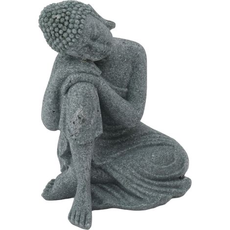 Statue de Bouddha en grès vert, sculpture représentant un Bouddha assis, ornement pour salon ou cour 7135K-05 (1/5)