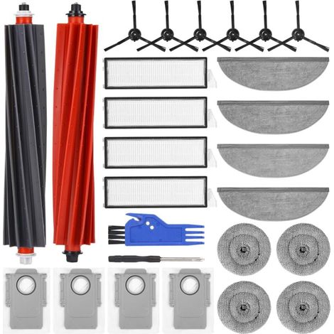 Kit di accessori FOREHILL da 26 pezzi compatibile con Roborock S8 MaxV Ultra, 2 spazzole principali, 4 filtri HEPA, 4 panni per la pulizia, 4 salviette laterali, 6 spazzole laterali, 4 sacchetti per l (1/5)
