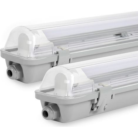 Wolketon 2x Faretti LED impermeabili per tubi LED T8, IP65 150 cm, 1 x 24 W bianco freddo