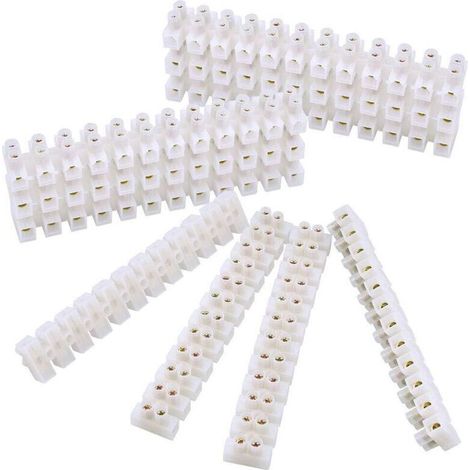 10 PCS Barrette de Connexion 10A Bloc à 12 Bornes Avec des Vis Blocs de Jonction Électriques Double Rangée pour Fils de Raccordement. Appareils Électriques. Armoires Électriques. Blanc (1/5)