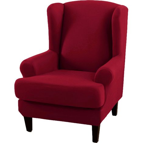 Housse de chaise universelle Ander Online Modèle Tiger Banc Couverture intégrale Style rétro américain Rouge vin (1/4)