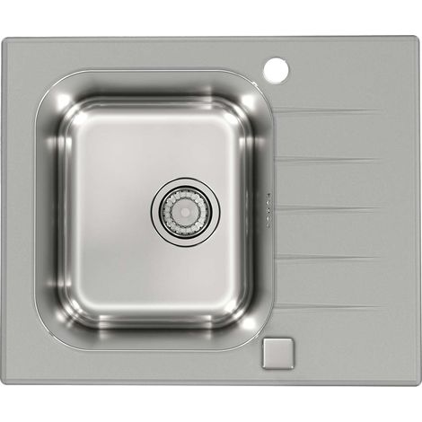 Alveus Altone - Lavello 60x50 cm, con comando dello scarico, vetro grigio/acciaio inox 1130526