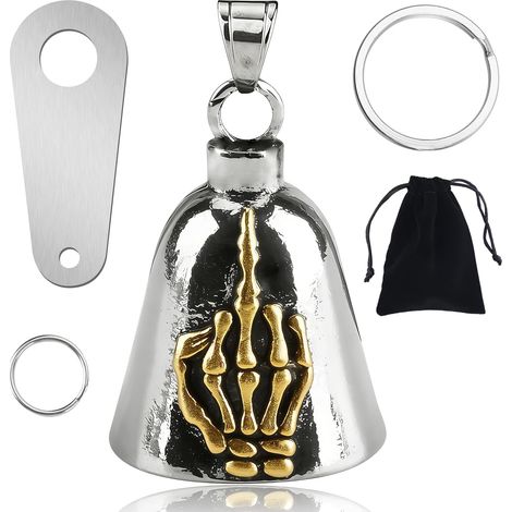 Guardian Bell Campana de motocicleta de la suerte de acero inoxidable con bolsa, Campana colgante de motocicleta Guardian Ride Bell para bicicleta - Regalo para ciclistas (1/5)
