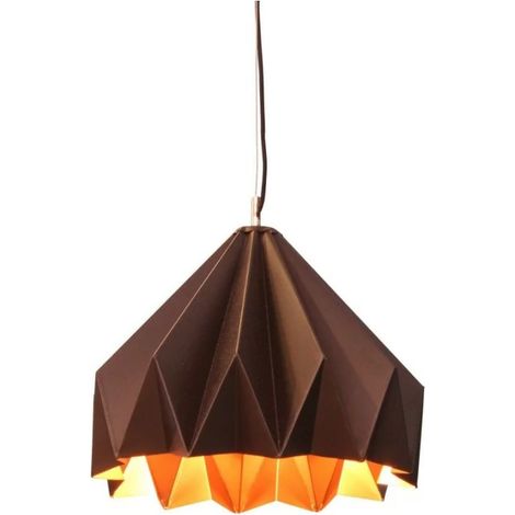 Opjet 010625 - Lampada a sospensione in metallo Origami Ø30x20cm - nera con interno in ottone