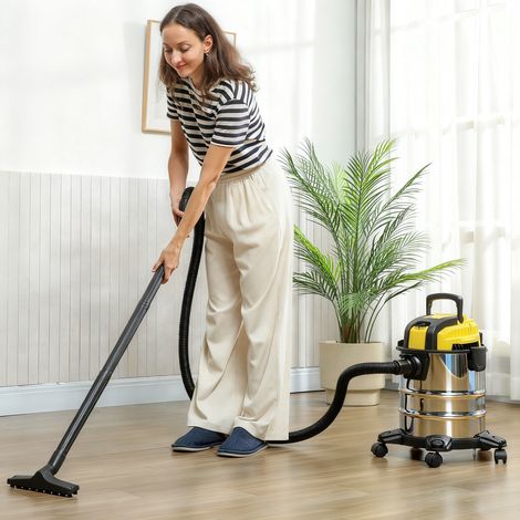 Aspirateur eau et poussière, portable, système de filtration à 3 niveaux, réservoir à poussière de 20 L