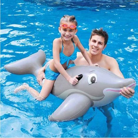 TRADE SHOP - Delfino Gonfiabile Galleggiante Con Maniglie 152x90cm In Pvc Resistente - (1/2)