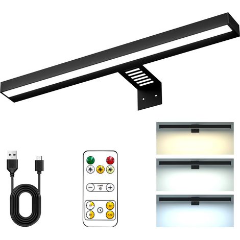 Lampes pour tableaux rechargeables, noir, 30 cm, 1,8 W, lumière de peinture rechargeable pour afficher des œuvres d'art, lumière magnétique sans fil à intensité variable avec télécommande
