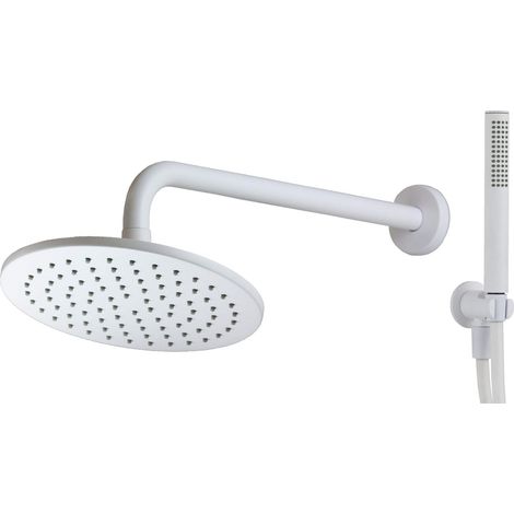 Kit doccia bianco opaco con soffione 200 mm Damast Class 15404 Bianco opaco - Ø 200 mm (1/2)