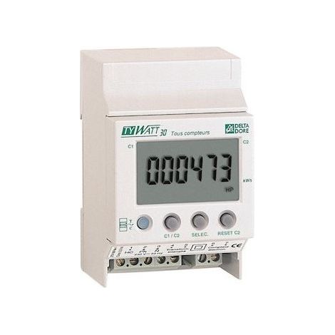 Delta Dore – Indicateur de consommation électrique TYWATT 30 – Double compteur monophasé – Affichage puissance maximale – Compatible avec tous compteurs