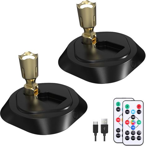 Spots LED télécommandés (lot de 2) — Fonctionnent sur piles, avec minuterie, rechargeables, 16 couleurs réglables, intensité variable — Conviennent pour l'éclairage d'œuvres d'art, de tableaux, de mur (1/5)