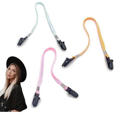 3 piezas，Clips de sujeción para sombrero，Cordón cortavientos para sombrero，Cierre cortavientos para gorra，Actividades al aire libre (1/5)
