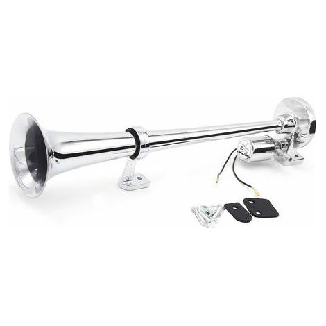 Kit De Haut-Parleur A Klaxon A Air Chrome Trompette A Tube Unique 150Db 12 V/24 V Universel Pour Camion De Train, Argent (1/5)