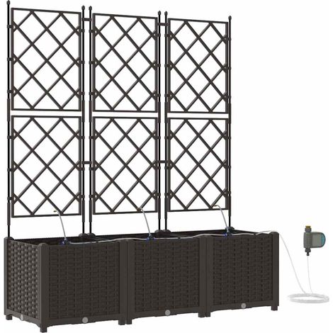 Maison Exclusive - Vaso da giardino 3 pcs Marrone 120 x 40 x 142 cm Plastica