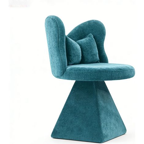 Sedia girevole imbottita con schienale a farfalla in ciniglia blu 52x52x78 cm HOMVRA (1/5)