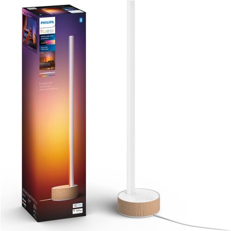 Philips Hue White and Color Ambiance Gradient Signe Oak, Lampada da Tavolo Smart, 12W, Bianco (1/5)
