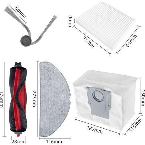 Accesorios robot Roborock Q7 M5/M5+, cepillo principal/lateral/filtro/paño/bolsa (1/5)