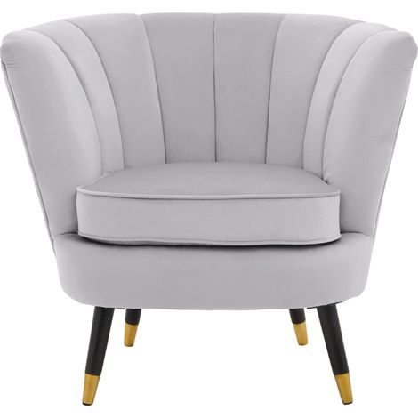 Interiros by Premier Grey Velvet Chair with Black Wood and Gold finish Legs, Backrest Dining Chair,Easy to Clean Armchair (1/5)