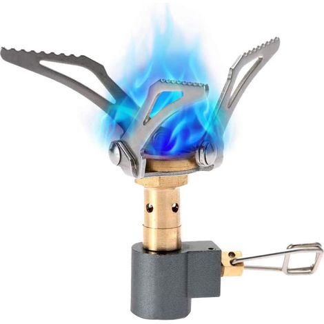 Fornello da campeggio pieghevole a gas da cucina per esterni da 45 g, accensione piezoelettrica per cottura a gas propano, bruciatore a butano antivento con custodia per il trasporto