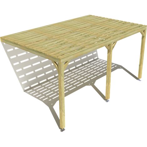 Pergola bois • 5m x 3m • adossée • sens profondeur • platelage bois • livraison comprise
