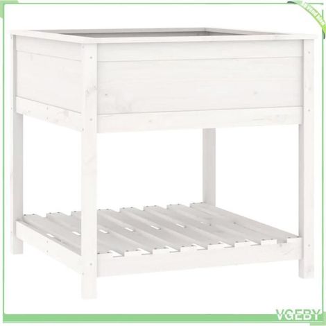 Jardinière avec étagère - FAFEICY - 823795 - Bois de pin massif - Blanc - Hauteur ergonomique 81 cm (1/5)