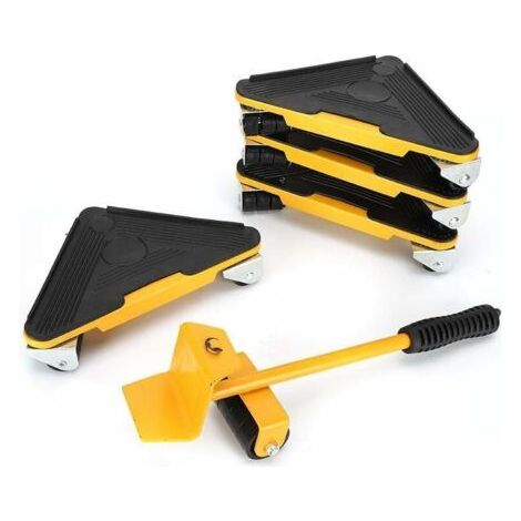 5 pièces ensemble d'outils de déménagement de meubles Kit de main de barre de roue à roulettes de poussoir de transport (1/5)
