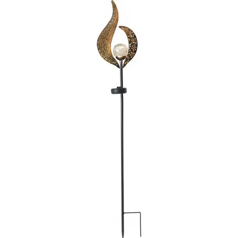 Outdoor-Solarlampe Flamme Gartendekoration Außenleuchten Beleuchtung für Wege LED-Lampe Metalldekoration und Glaskugel