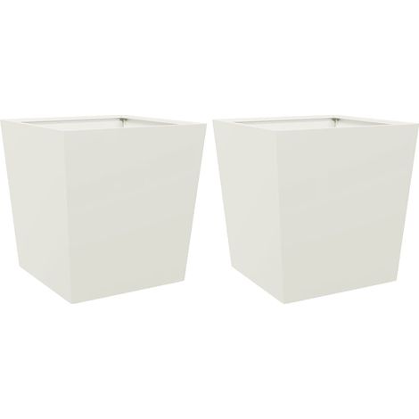Garden Planters White 2 pcs 50x50x50 cm Steel vidaXL
