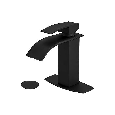 Robinet de lavabo en cascade doré, mélangeur eau chaude/froide en acier inoxydable 304, mitigeur quart de cercle pour salle de bain, finition or brossé. (1/4)