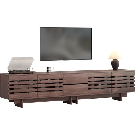 CHICFURN Mueble TV 200 x 39,5 x 55 cm en MDF marrón, 4 puertas, 2 cajones y 6 nichos (1/5)