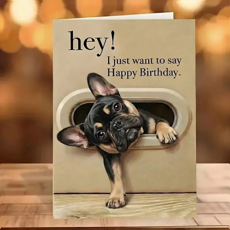 New Funny Dog Birthday Card - A fun dog birthday greeting card for French Bulldogs.