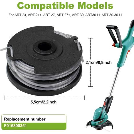 Packung mit 4 Ersatzspulen à 6 m Schneidfaden für Bosch Art 24 27 30 30-36 LI Freischneider Nr. F016800351 (1/4)