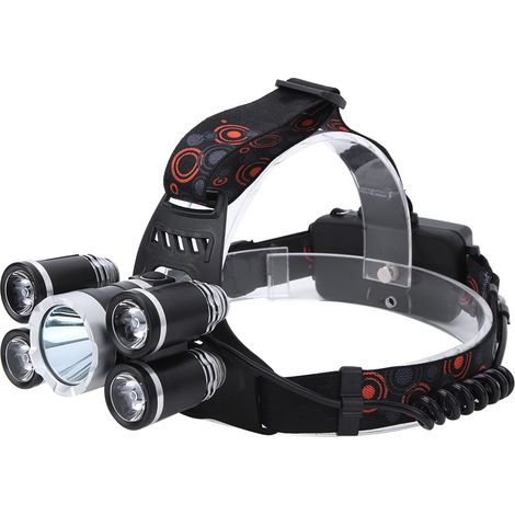 Lampe frontale haute puissance YH-8009 à 5 LED en alliage d'aluminium, rechargeable et étanche, avec éclairage T6 puissant. (1/5)