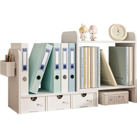 Bibliothèque extensible avec 3 tiroirs, étagère d'exposition (1/5)