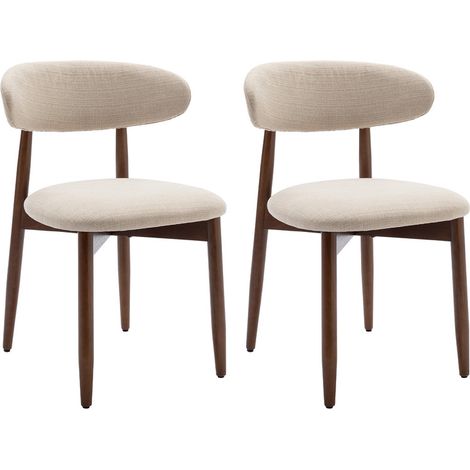 Colamy – Lot de 2 chaises en bois massif – Structure robuste en bois dur – Dossier ergonomique courbé – Confort optimal pour salle à manger et cuisine