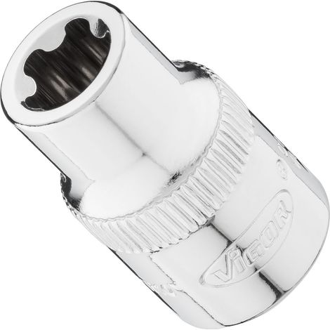 VIGOR Steckschlüsseleinsatz, 3/8 (10 mm) Vierkant hohl, Außenprofil mit 5 abgerundeten Flanken (TORX-ähnlich), SW E10+ (1/2)