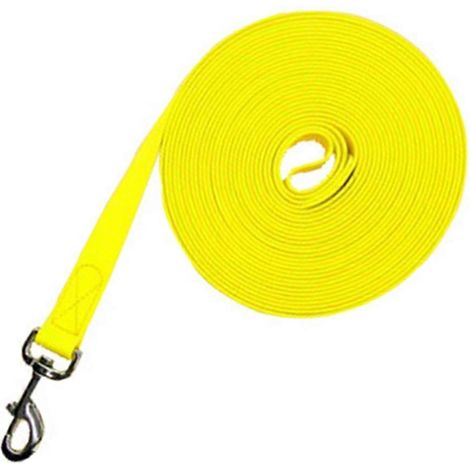 Corde de promenade pour chien 10-50 FT, solide et sans nœuds, laisse confortable pour chien 5 mètres, modèle couture jaune. (1/4)